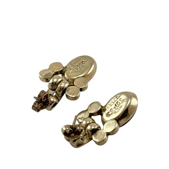 Vintage Mexican Sterling Silver Onyx Post Earrings Taxco Modernist Design - Picture 6 of 8